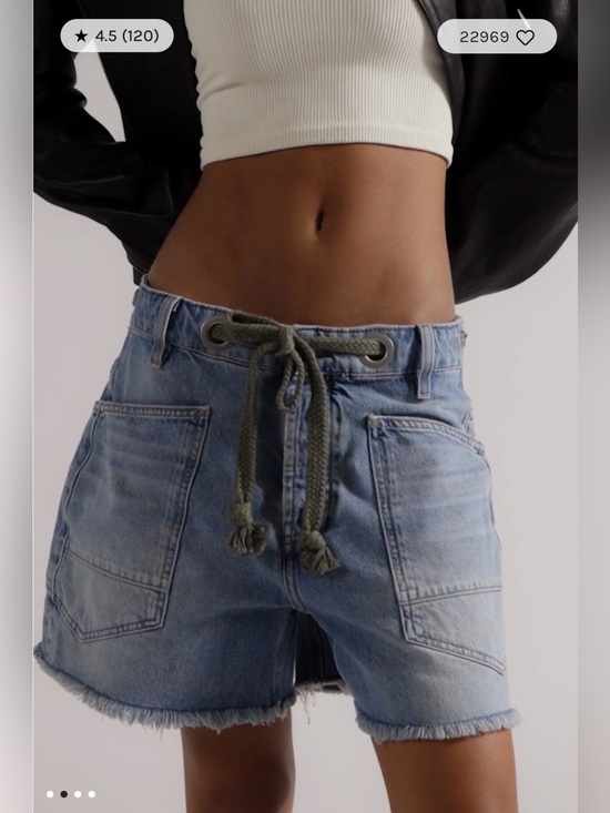 We The Free Pants - Free People We The Free Moxie Barrel Shorts Truest Blue $128 Size 32 NWOT